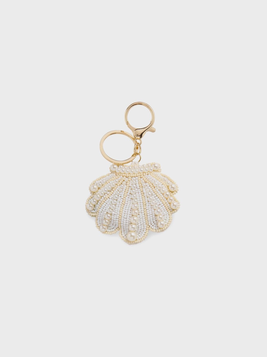 Bag Charm / Key Ring, Variety: Shell Beaded Ivory