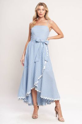 Flying Tomato Striped Woven Midi Dress