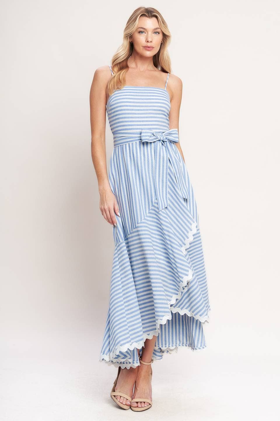 Flying Tomato Striped Woven Midi Dress