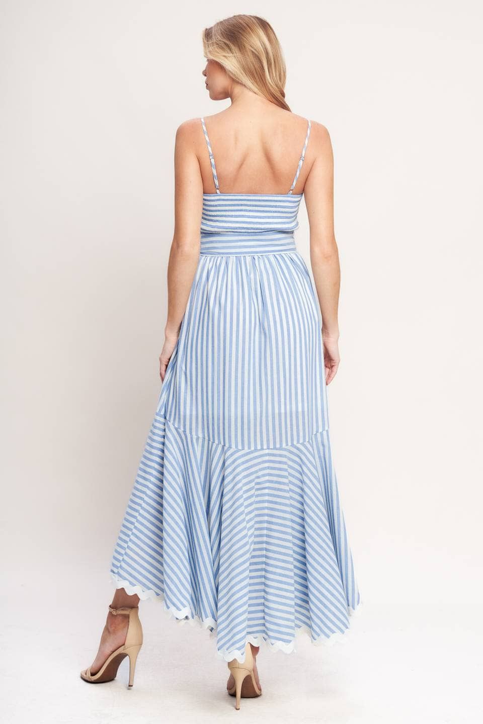 Flying Tomato Striped Woven Midi Dress