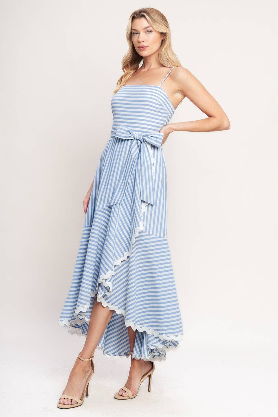 Flying Tomato Striped Woven Midi Dress