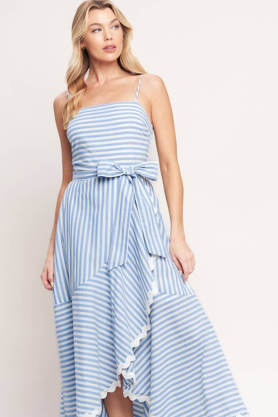 Flying Tomato Striped Woven Midi Dress