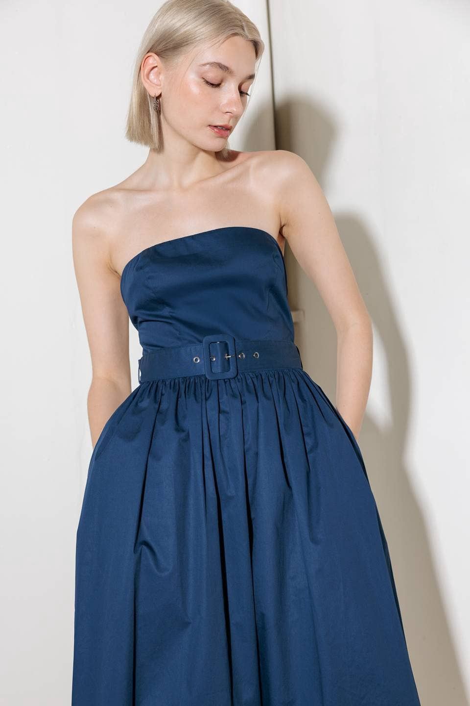 Solid Woven Midi Dress