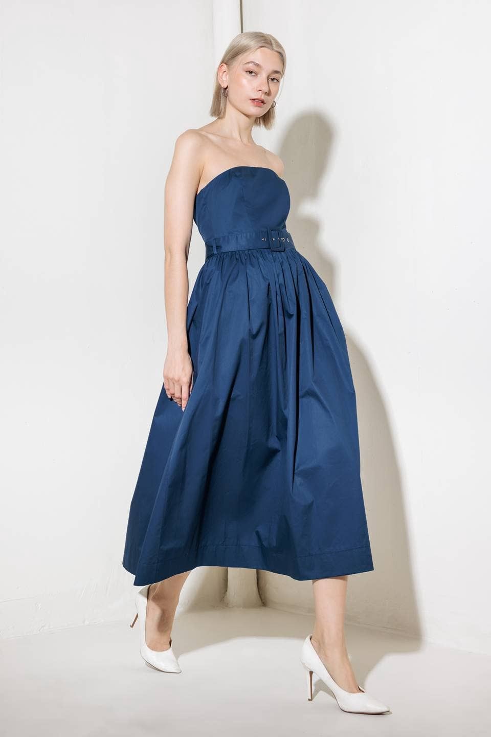 Solid Woven Midi Dress