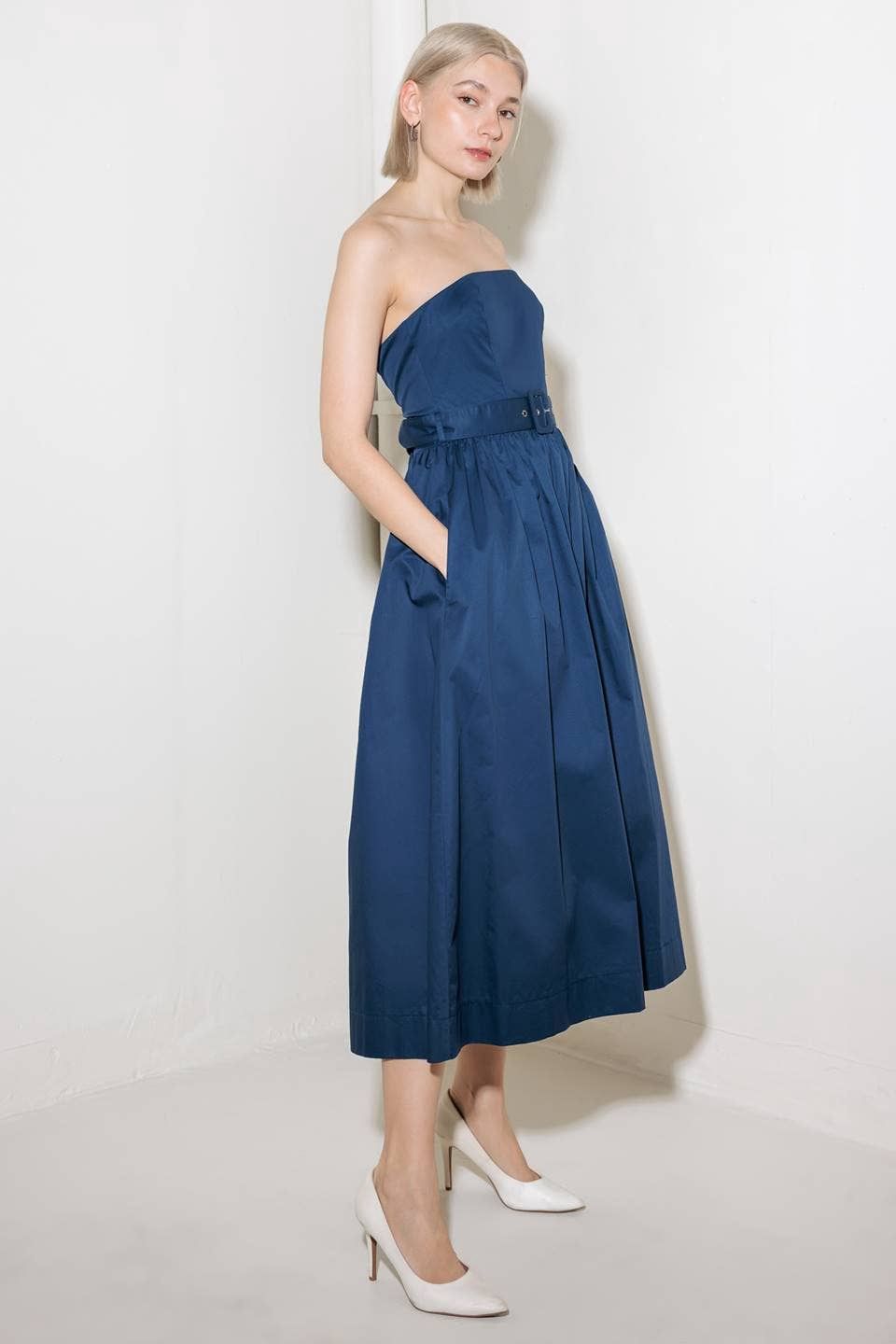 Solid Woven Midi Dress