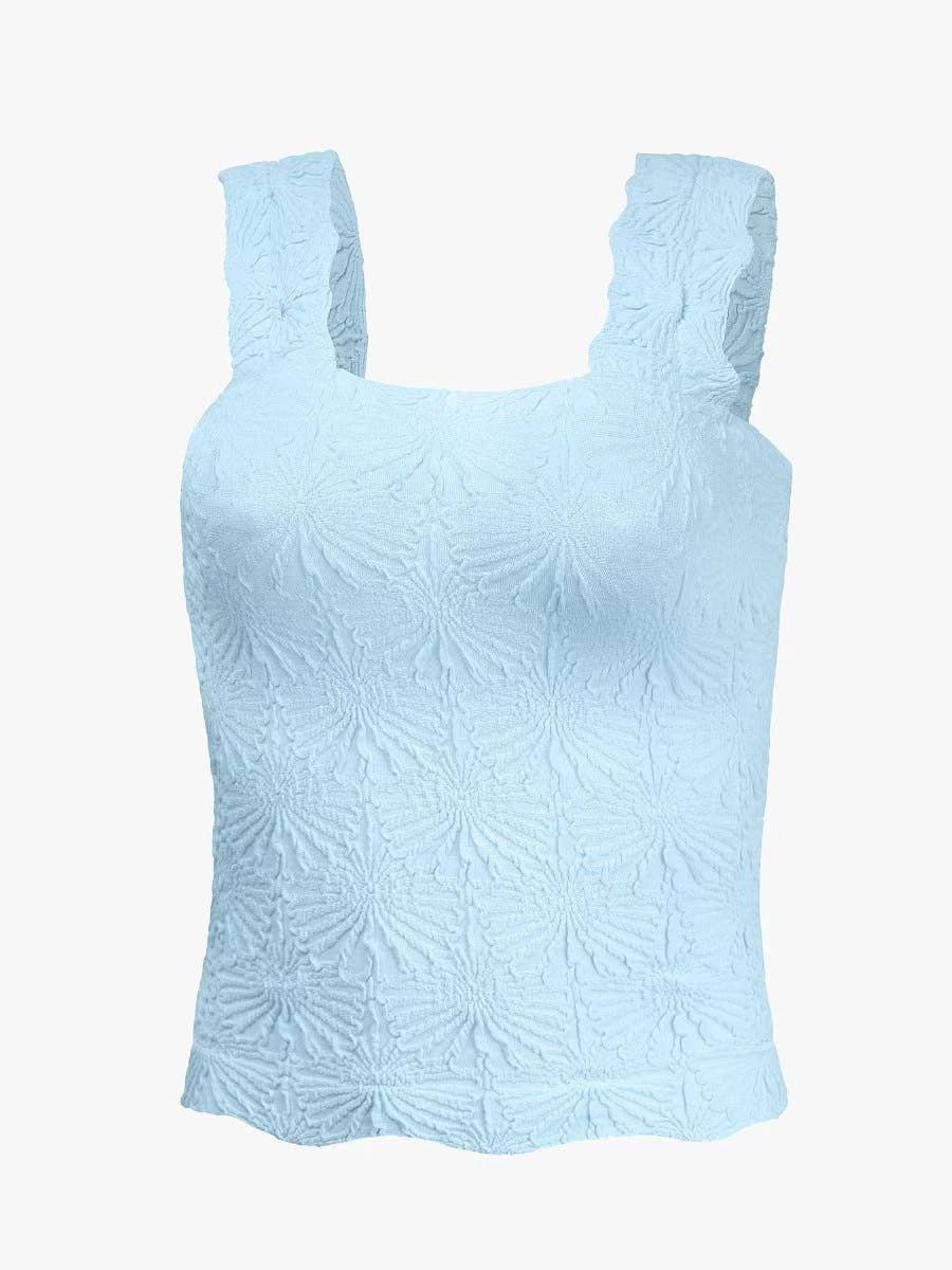 Essential Basic Flower Jacquard Y2k fitted Tank(1)