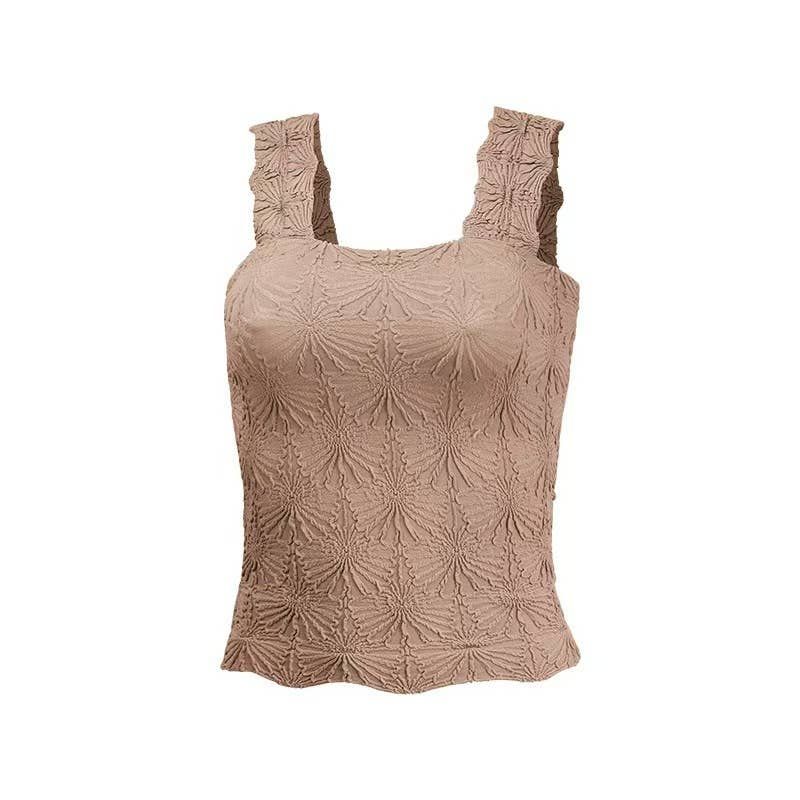 Rosa Clothing Essential Basic Flower Jacquard Y2k fitted Tank(1)