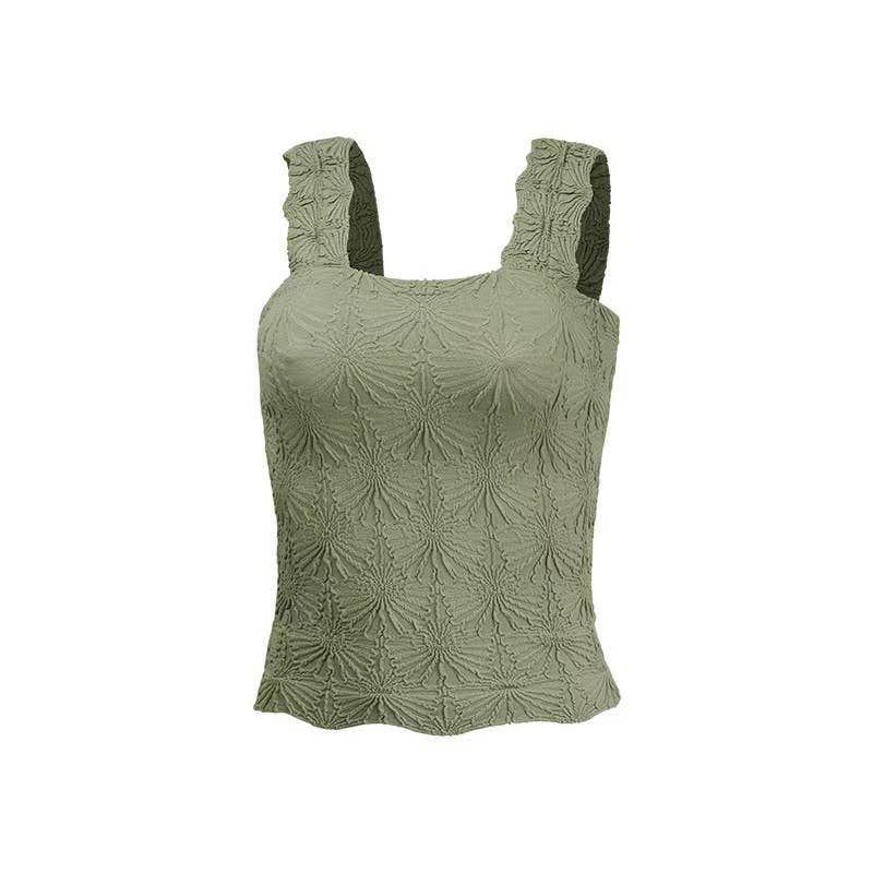 Rosa Clothing Essential Basic Flower Jacquard Y2k fitted Tank(1)