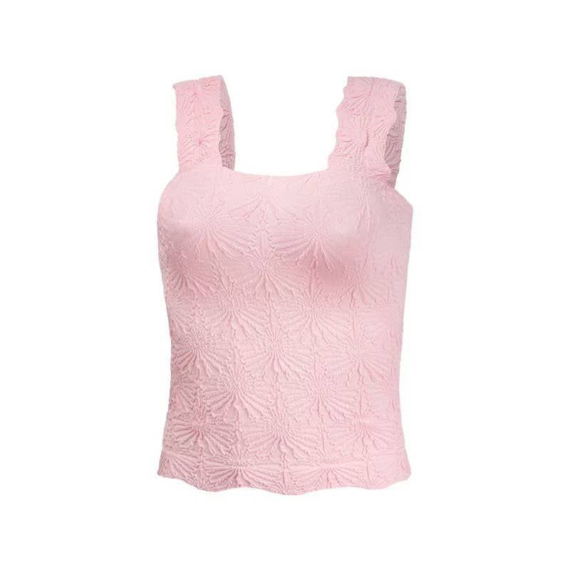Rosa Clothing Essential Basic Flower Jacquard Y2k fitted Tank(1)