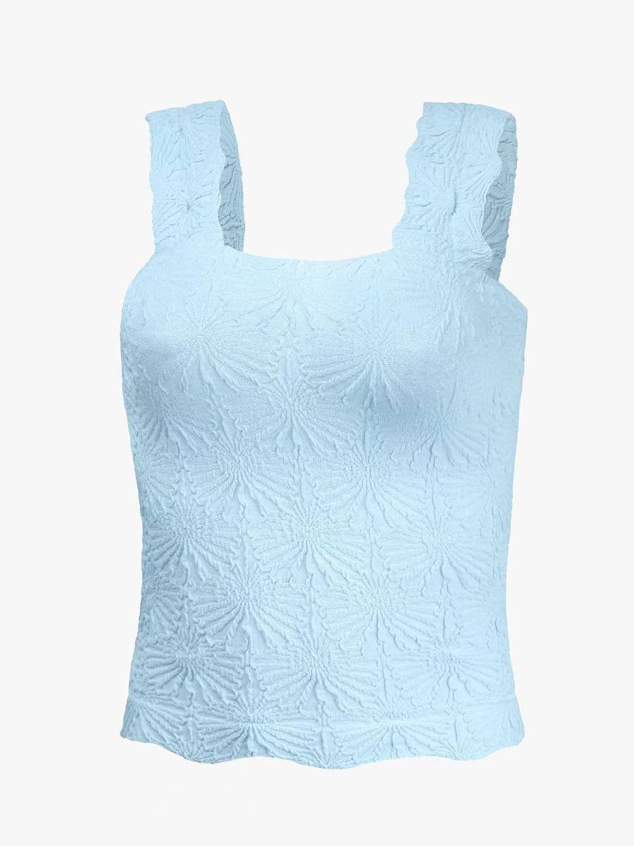 Rosa Clothing Essential Basic Flower Jacquard Y2k fitted Tank(1)