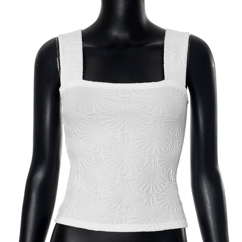 Rosa Clothing Essential Basic Flower Jacquard Y2k fitted Tank(1)