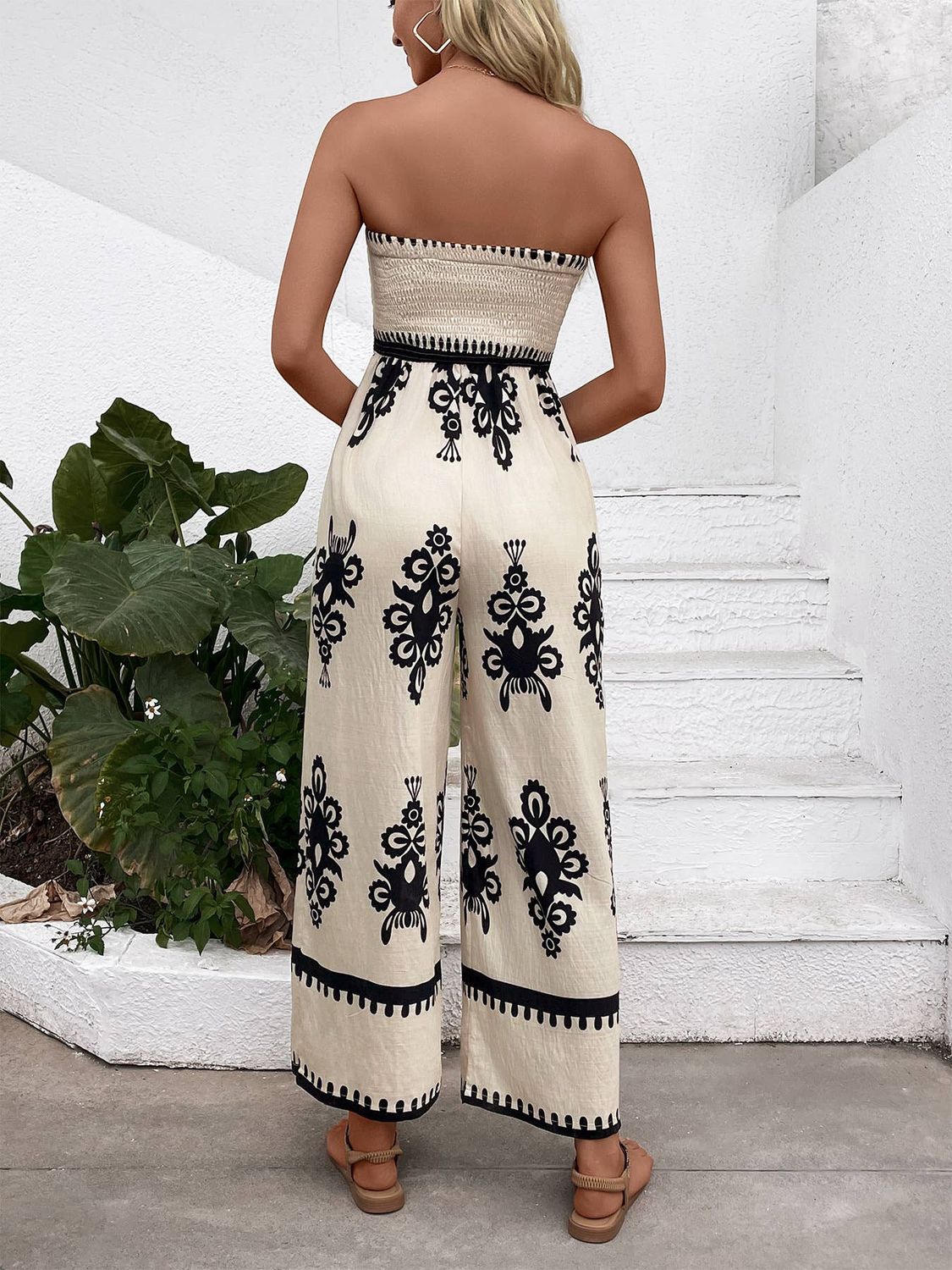 Smocked Strapless Jumpsuit