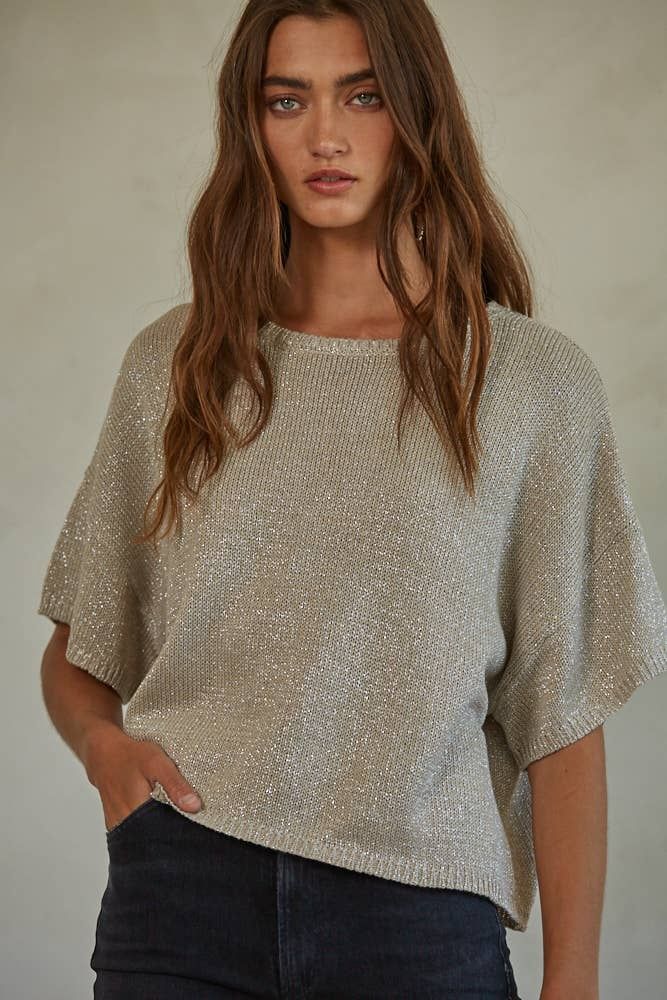 Knit Sweater Lurex Detailed Sleeve Top
