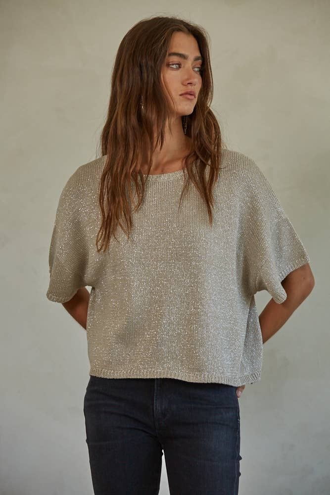 Knit Sweater Lurex Detailed Sleeve Top