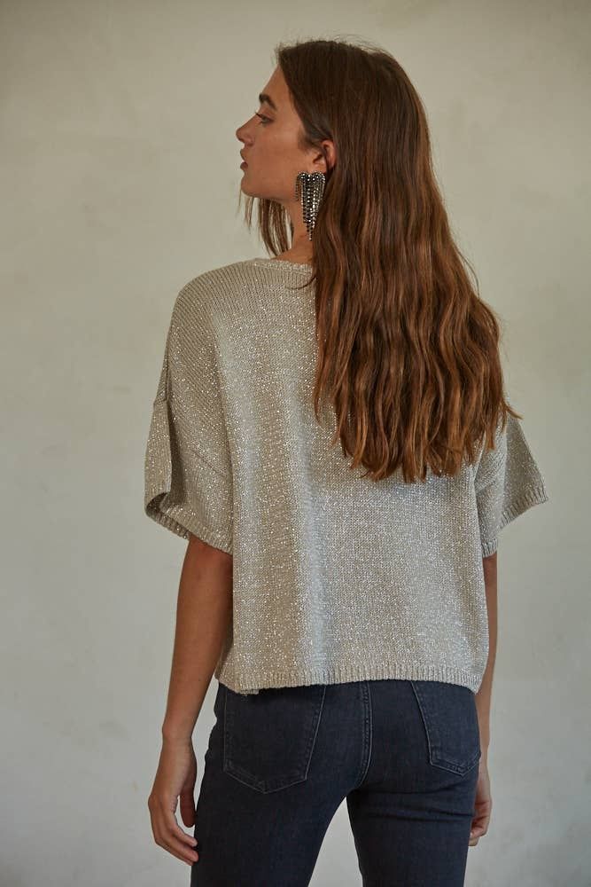 Knit Sweater Lurex Detailed Sleeve Top