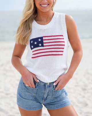 Rosa Clothing Fourth Of July American Flag Knit Tope33ë