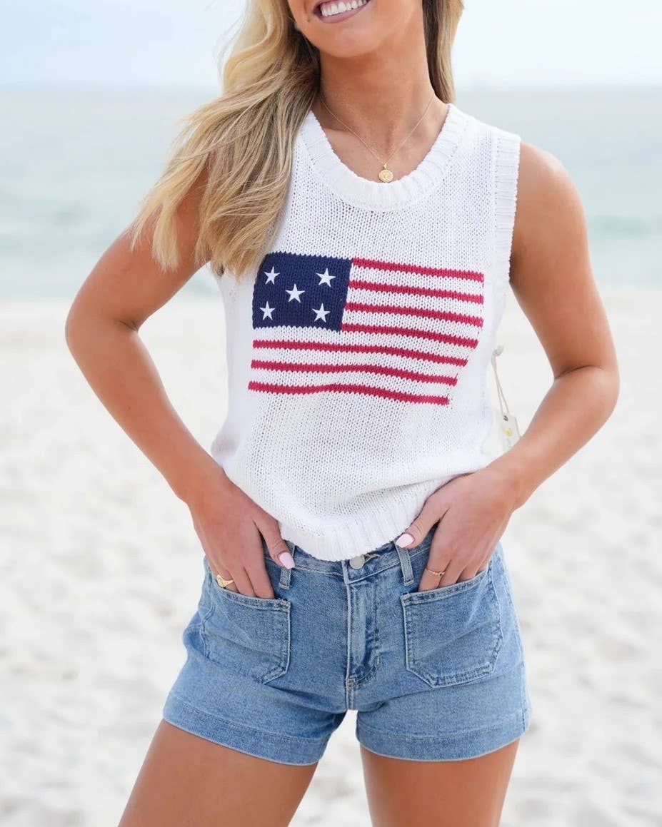 Rosa Clothing Fourth Of July American Flag Knit Tope33ë