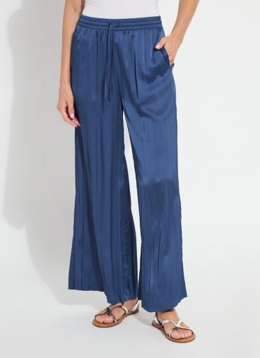 the packable pleated palazzo pant, Colour: capri blue, Size: XS