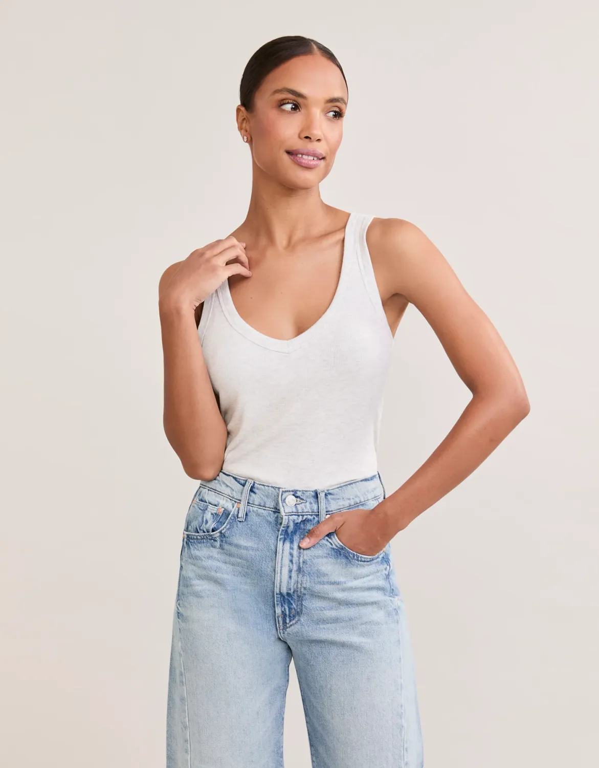 Maison Wheat Augusta V Neck Tank