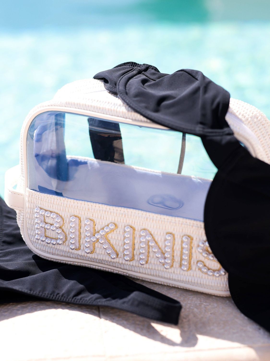 Shiraleah PEARL "BIKINIS" ZIP POUCH, WHITE