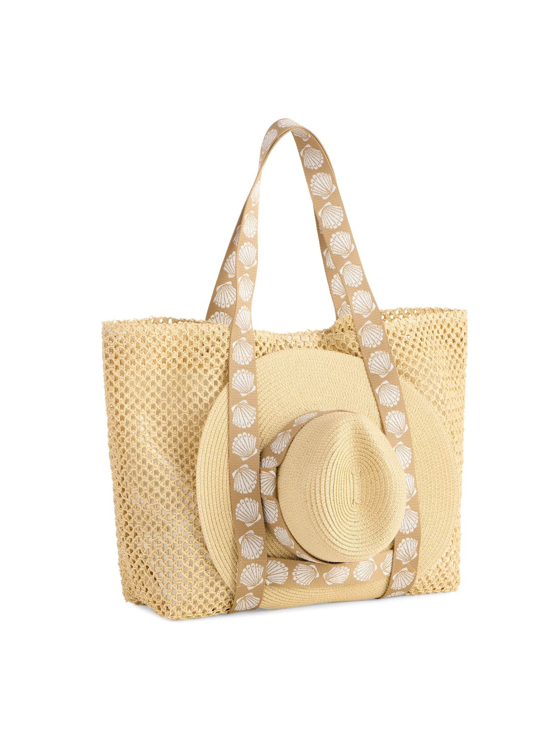 Shiraleah SHELLY TOTE AND HAT SET,TAN