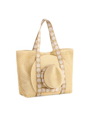 Shiraleah SHELLY TOTE AND HAT SET,TAN