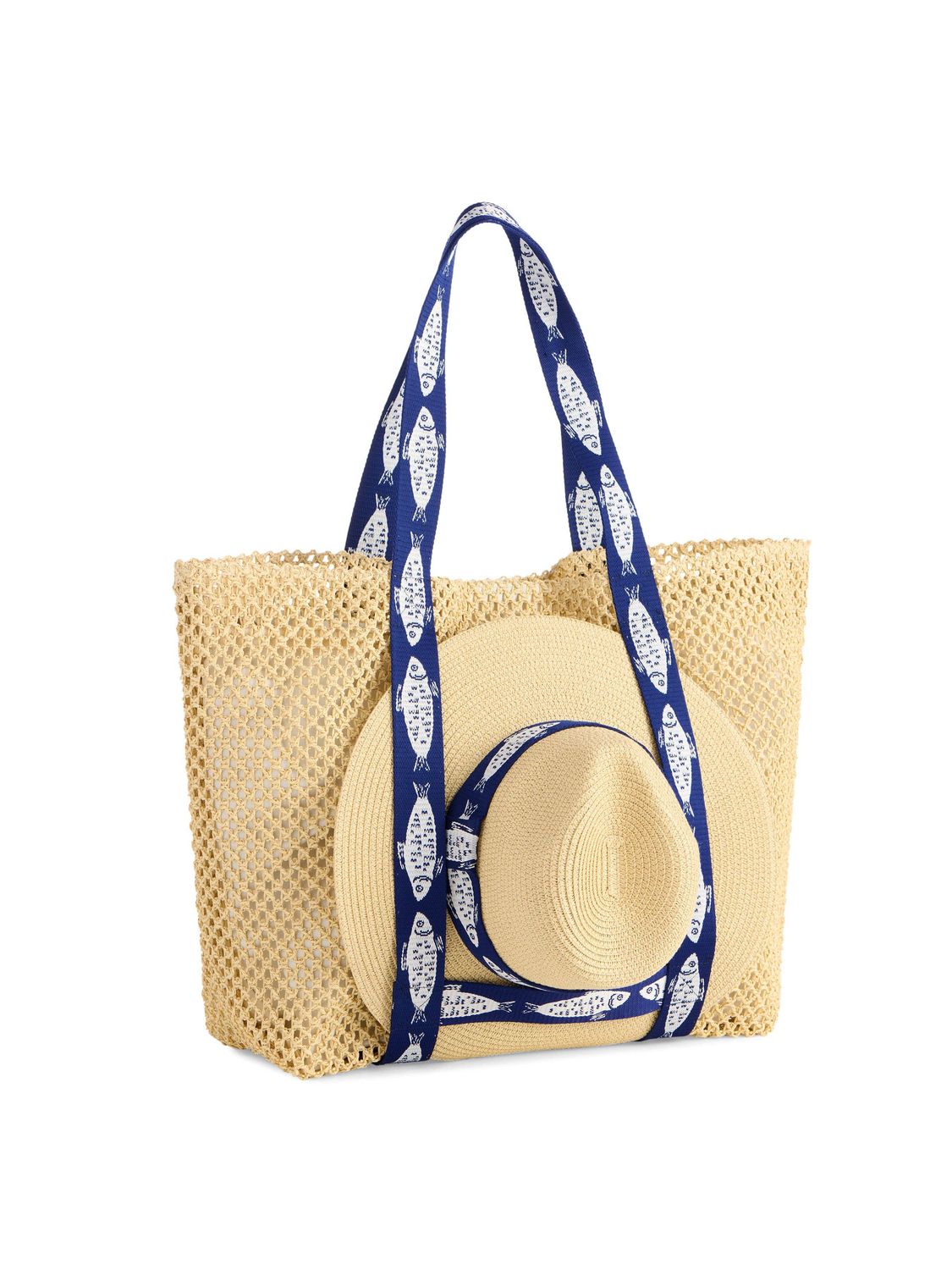 Shiraleah FISHER TOTE AND HAT SET,NAVY