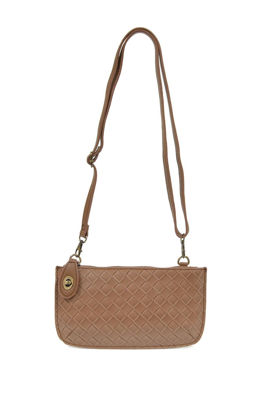 Faux Wide Woven Mini Crossbody Wristlet Clutch