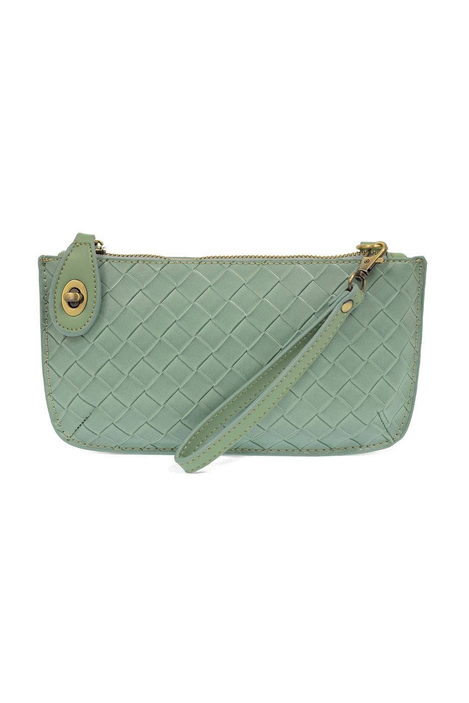 Faux Wide Woven Mini Crossbody Wristlet Clutch