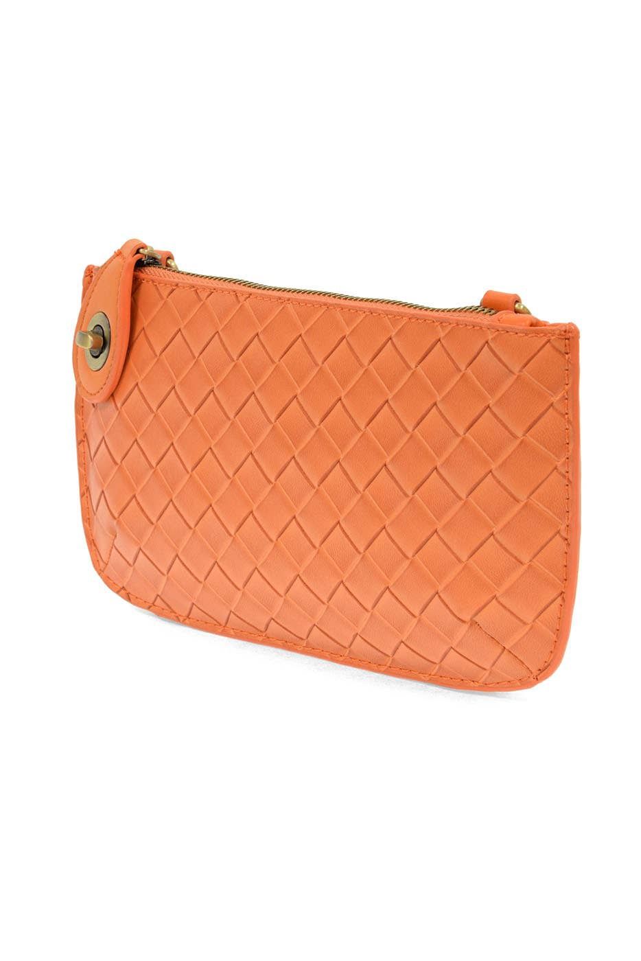 Faux Wide Woven Mini Crossbody Wristlet Clutch