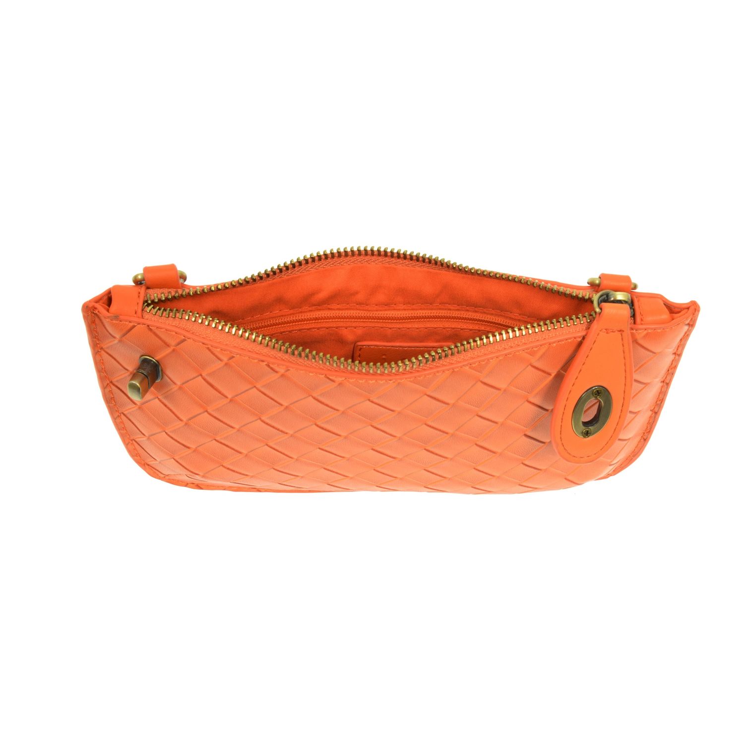 Faux Wide Woven Mini Crossbody Wristlet Clutch