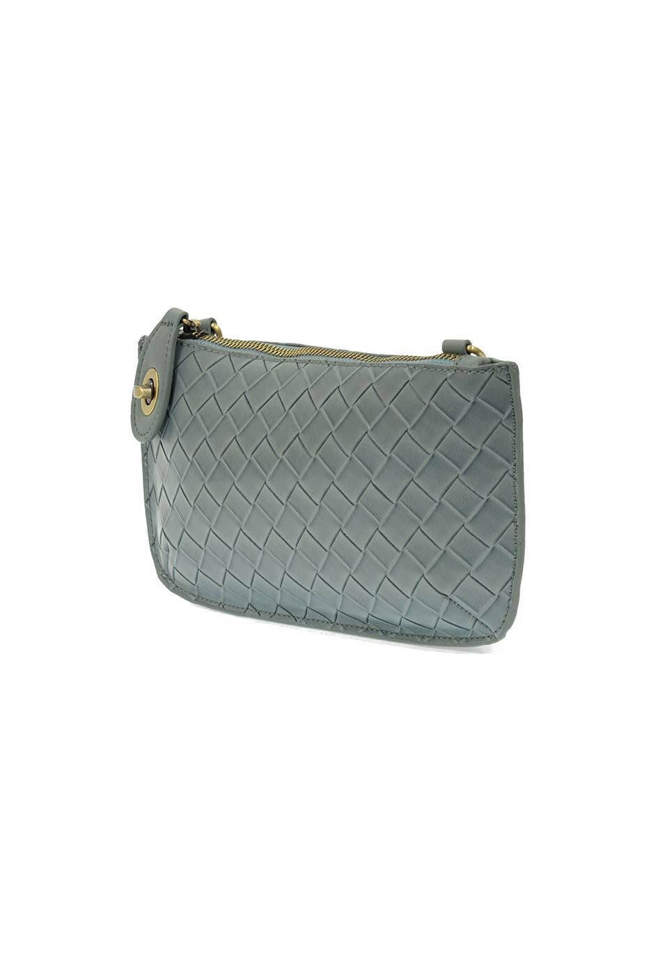 Faux Wide Woven Mini Crossbody Wristlet Clutch