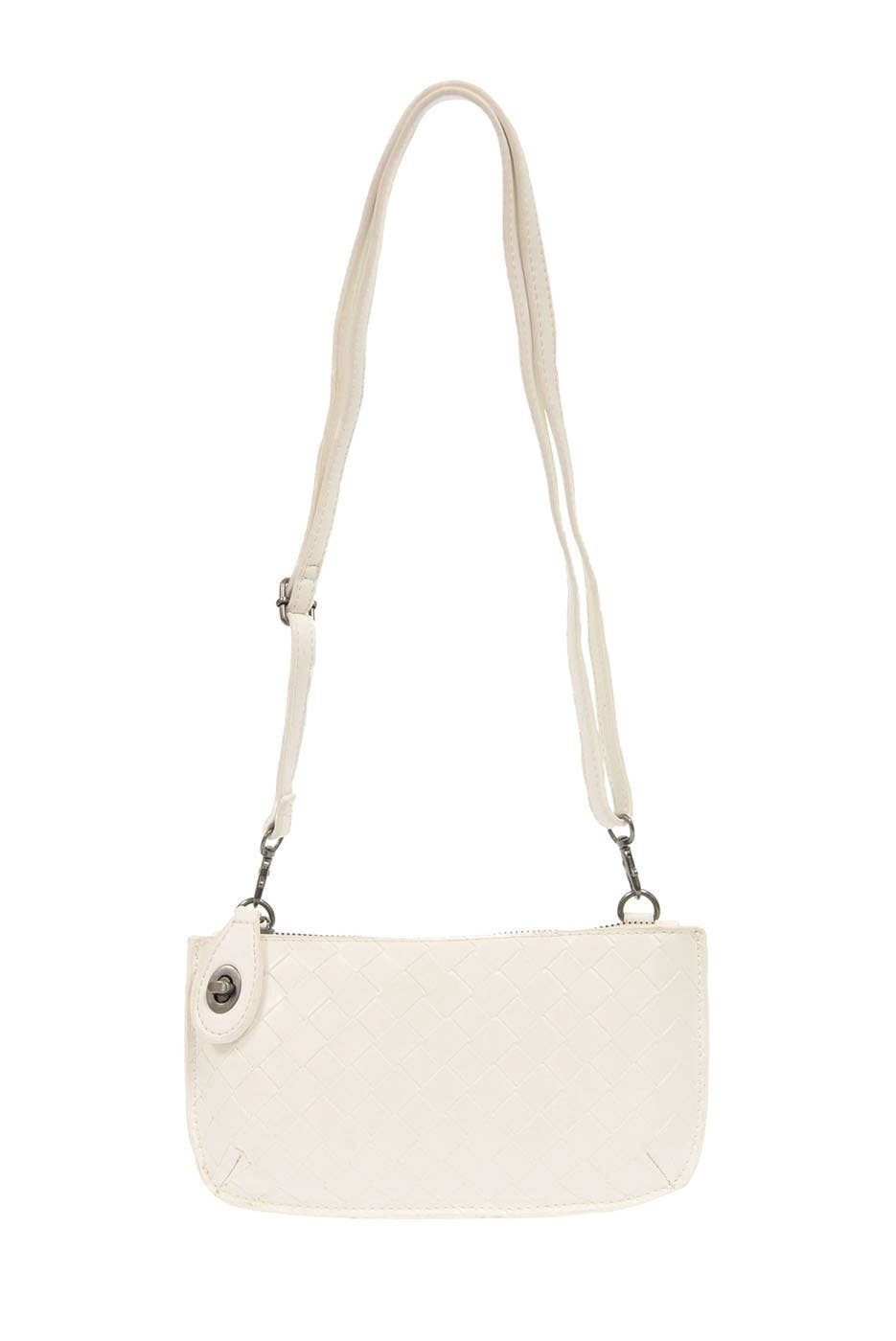 Faux Wide Woven Mini Crossbody Wristlet Clutch