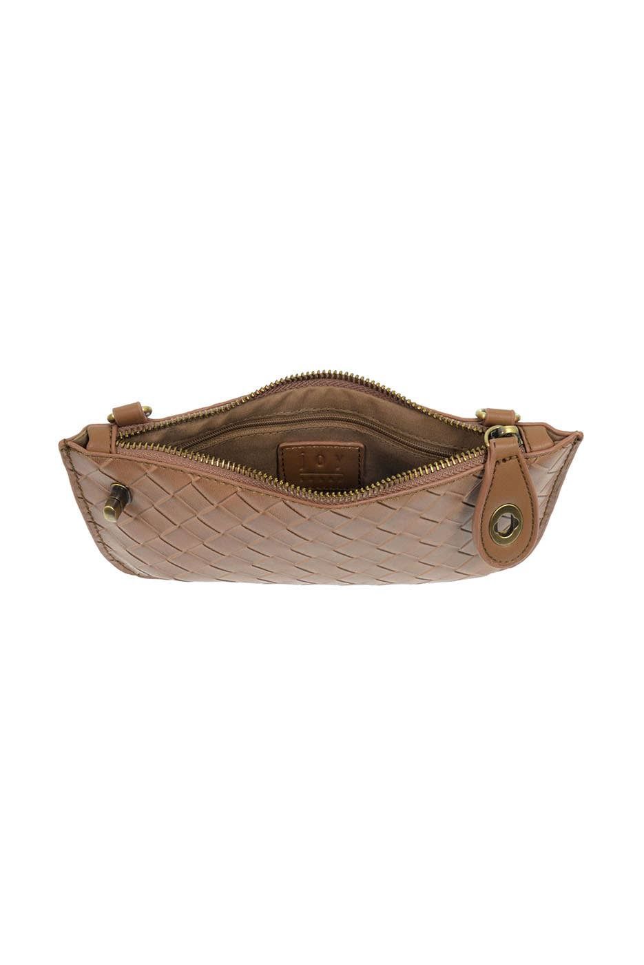 Faux Wide Woven Mini Crossbody Wristlet Clutch