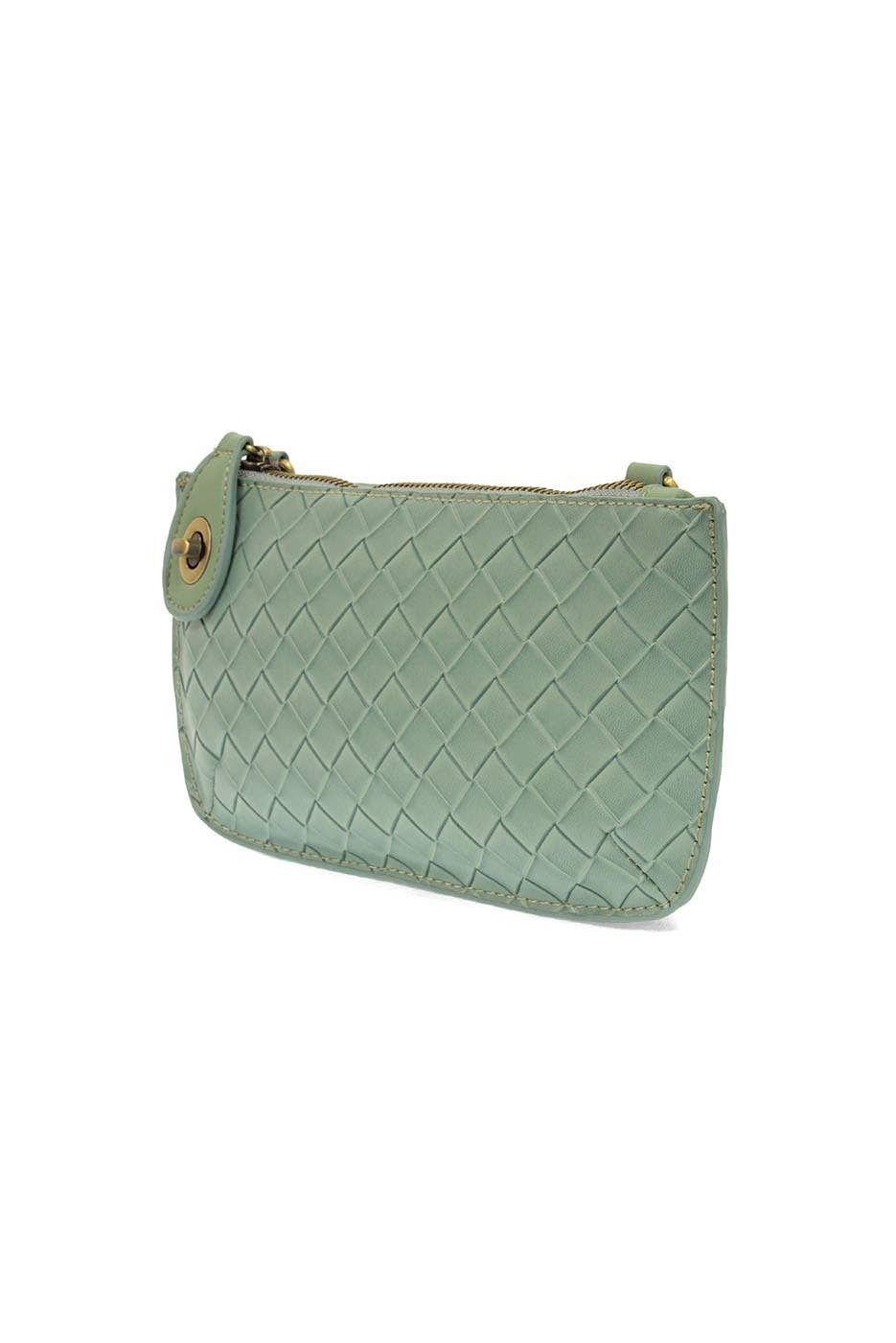 Faux Wide Woven Mini Crossbody Wristlet Clutch