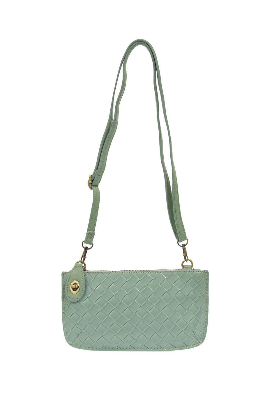 Faux Wide Woven Mini Crossbody Wristlet Clutch
