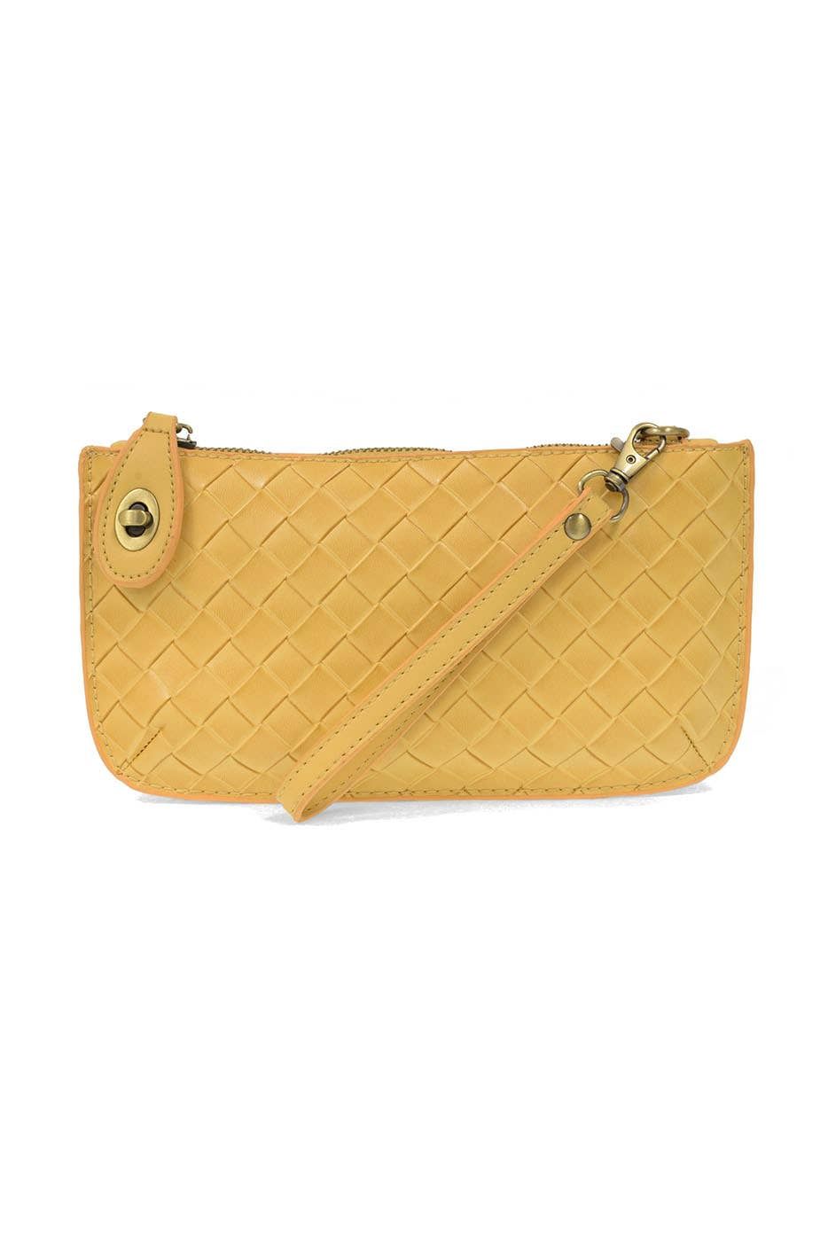 Faux Wide Woven Mini Crossbody Wristlet Clutch