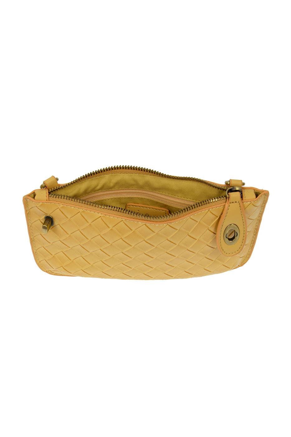 Faux Wide Woven Mini Crossbody Wristlet Clutch