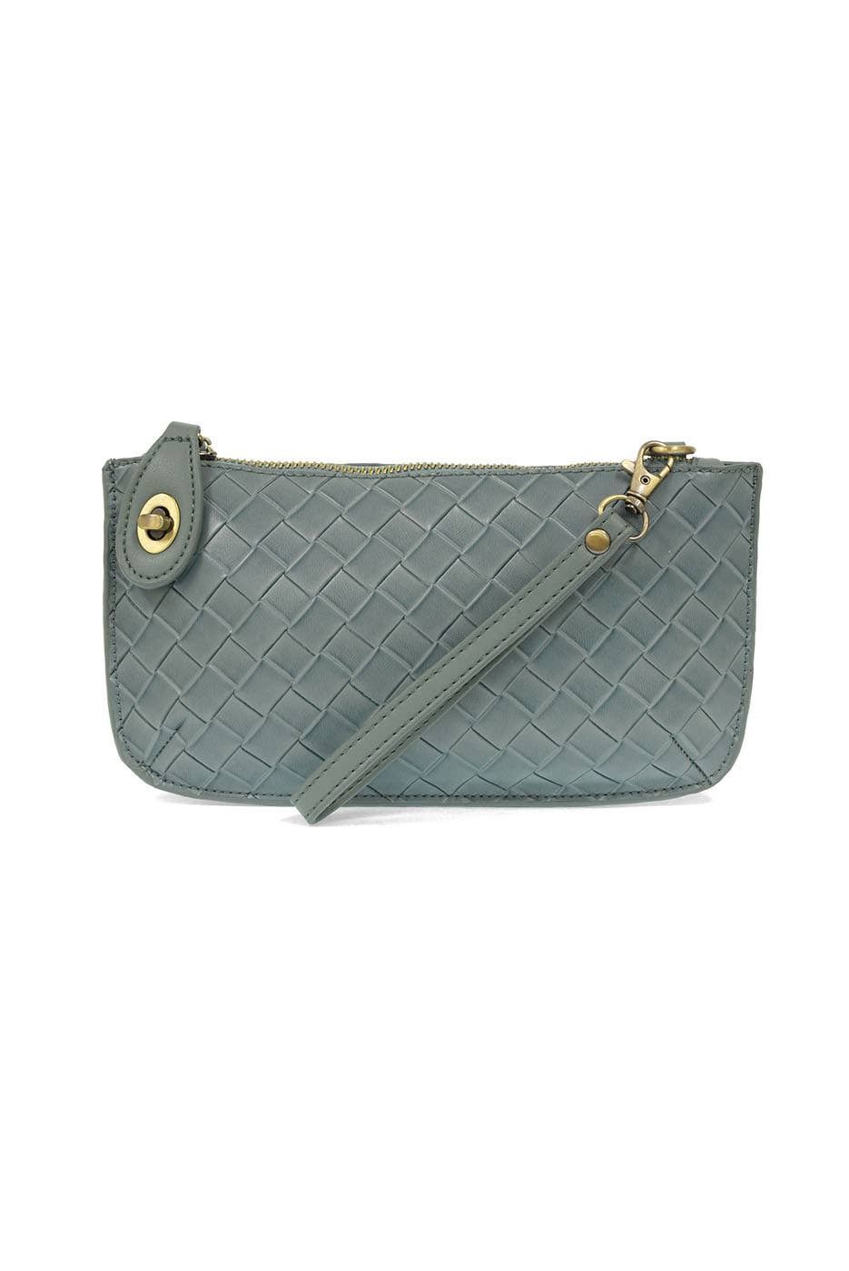 Faux Wide Woven Mini Crossbody Wristlet Clutch