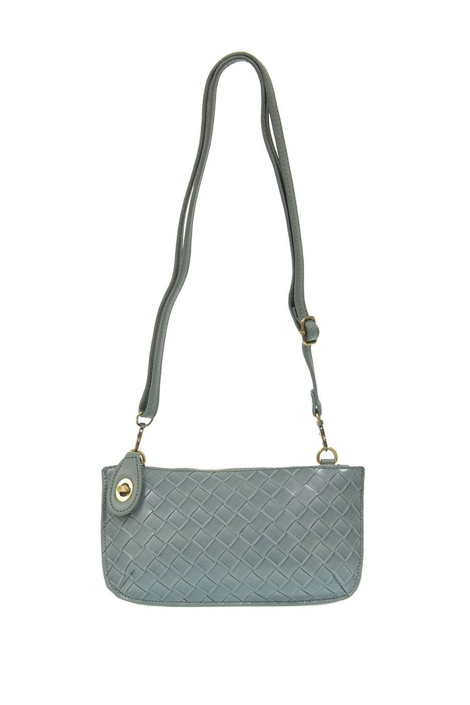 Faux Wide Woven Mini Crossbody Wristlet Clutch