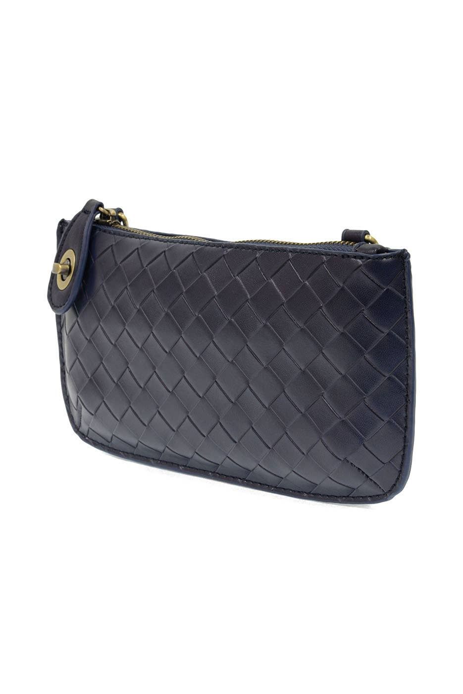 Faux Wide Woven Mini Crossbody Wristlet Clutch