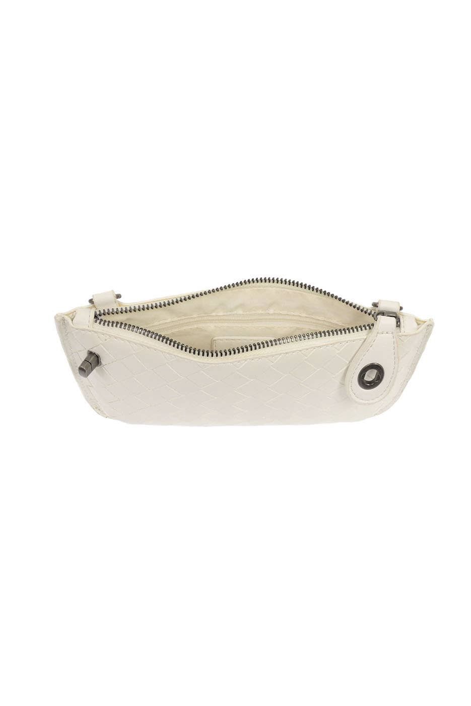 Faux Wide Woven Mini Crossbody Wristlet Clutch