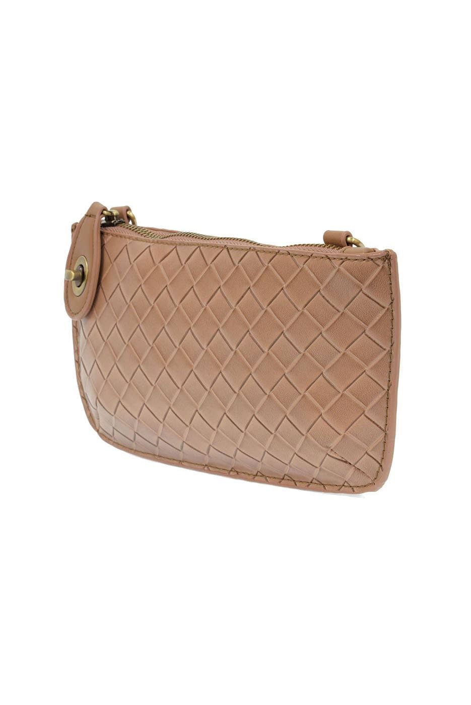 Faux Wide Woven Mini Crossbody Wristlet Clutch