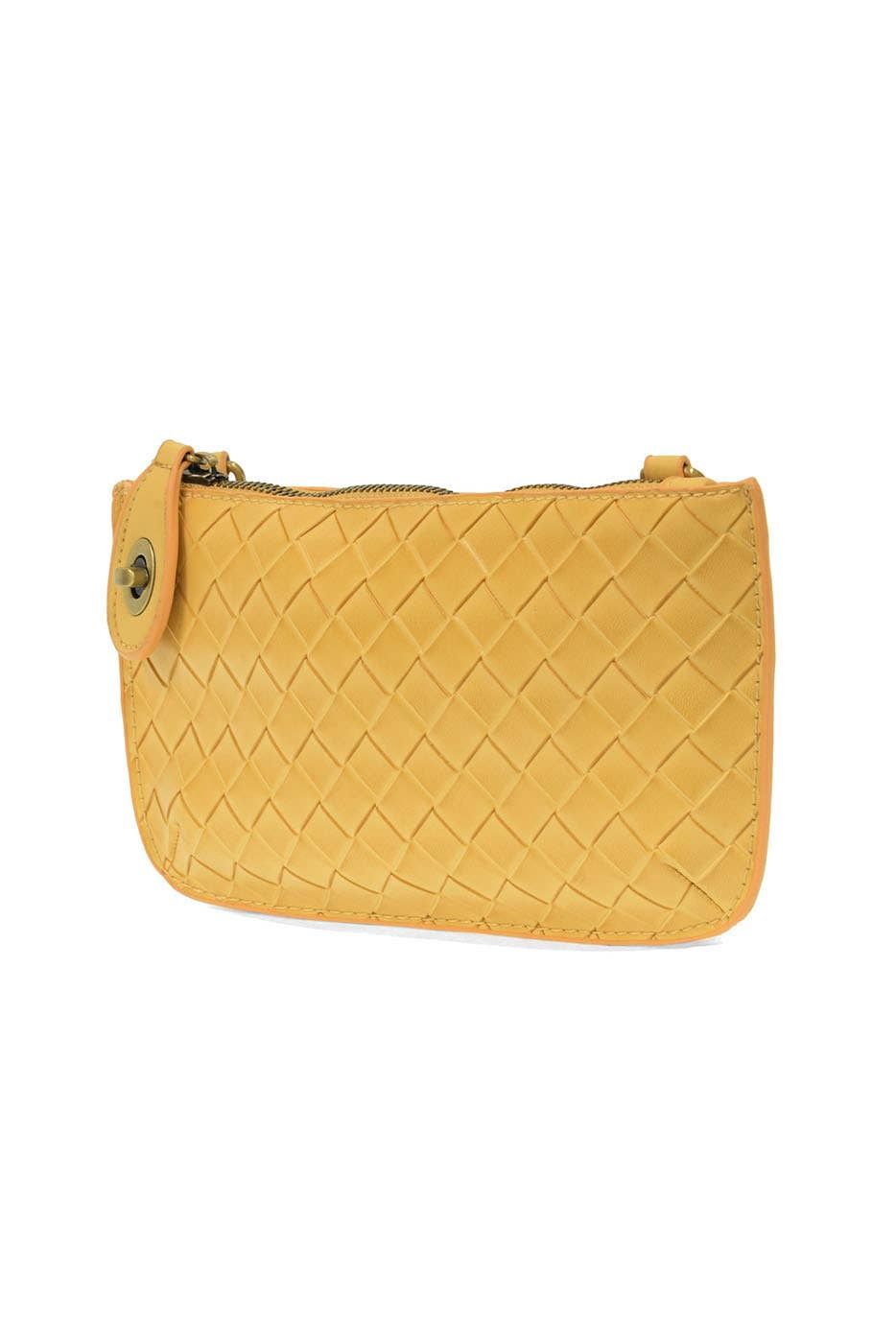 Faux Wide Woven Mini Crossbody Wristlet Clutch