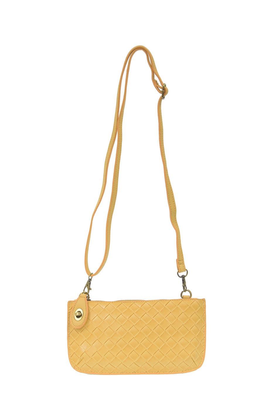 Faux Wide Woven Mini Crossbody Wristlet Clutch