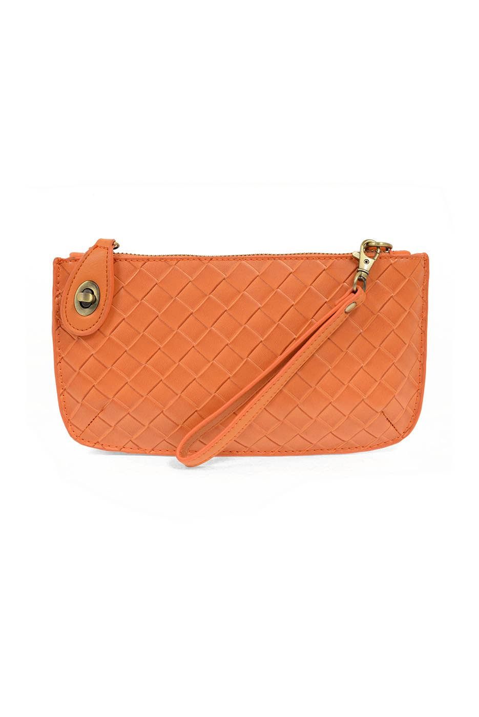 Faux Wide Woven Mini Crossbody Wristlet Clutch
