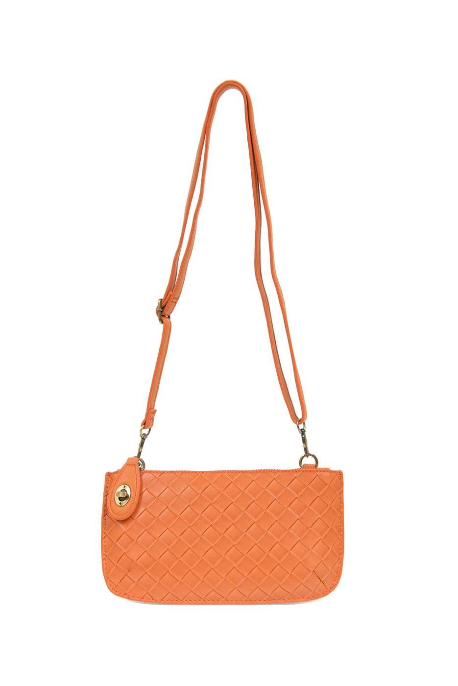 Faux Wide Woven Mini Crossbody Wristlet Clutch