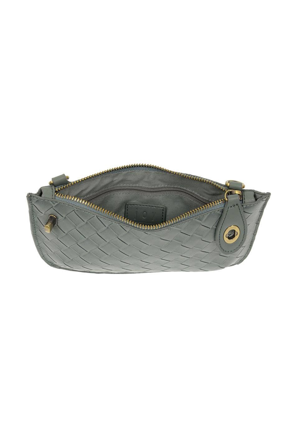 Faux Wide Woven Mini Crossbody Wristlet Clutch