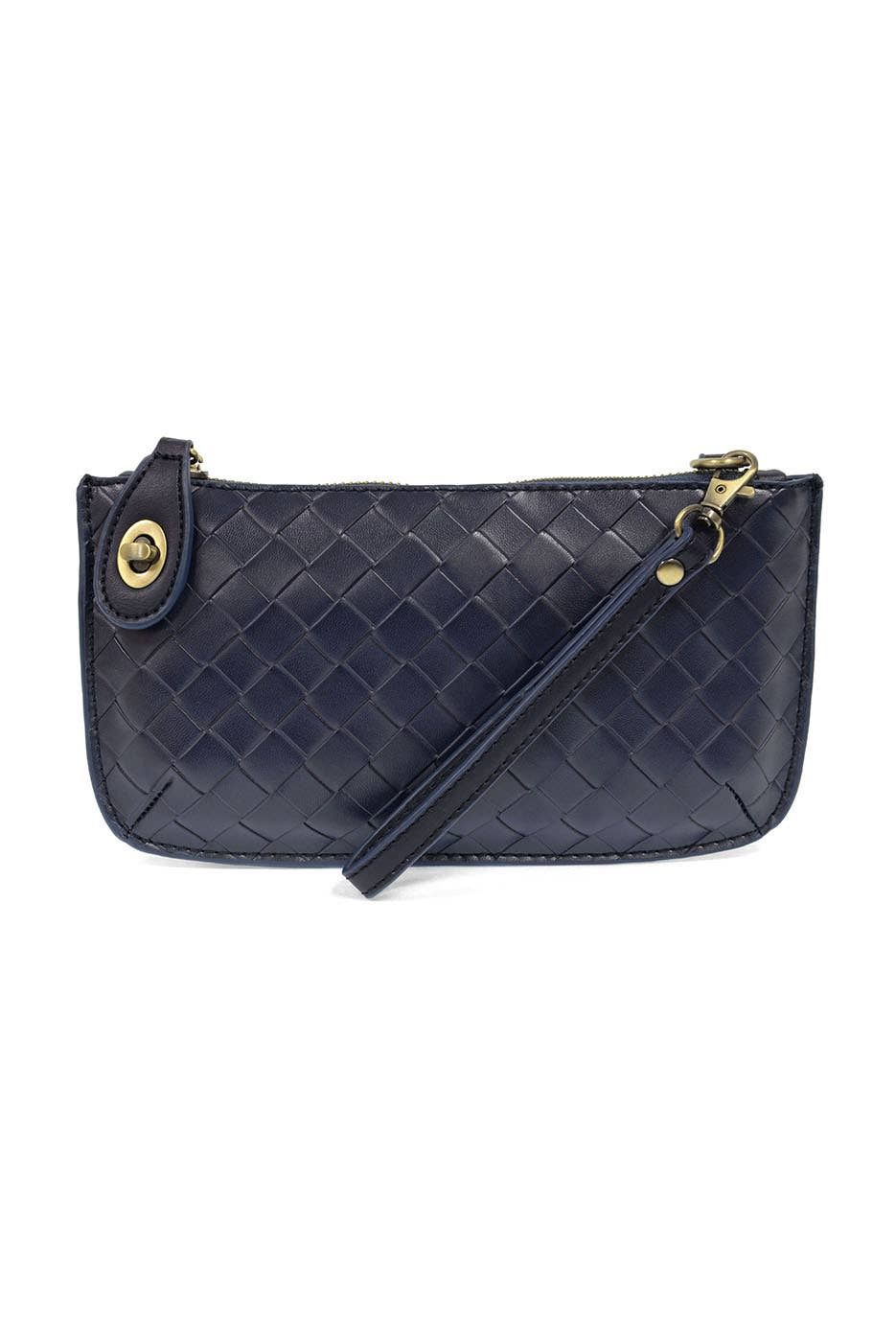 Faux Wide Woven Mini Crossbody Wristlet Clutch