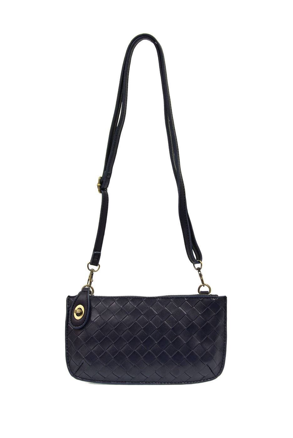 Faux Wide Woven Mini Crossbody Wristlet Clutch